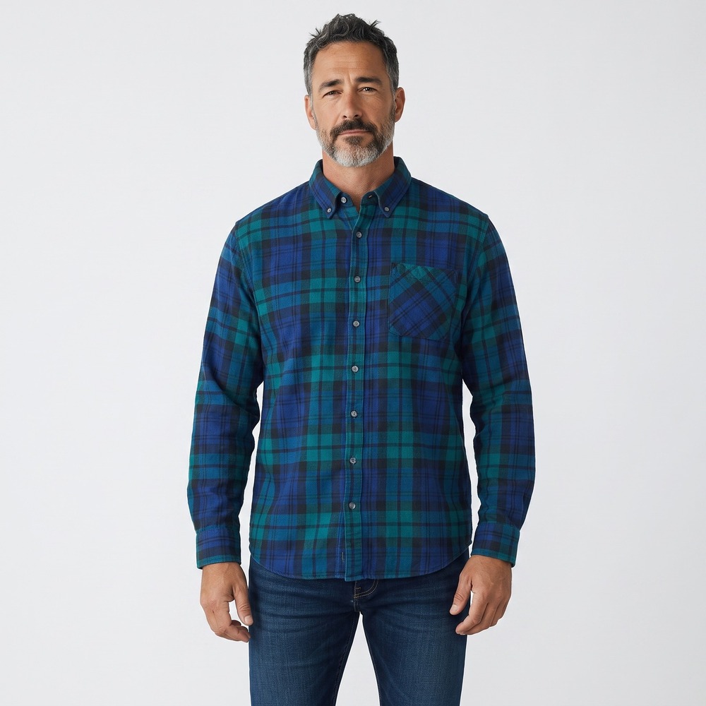 Magellan Outdoors‎ Shirt Mens 3XL Blue Green Plaid Button Down Classic Fit